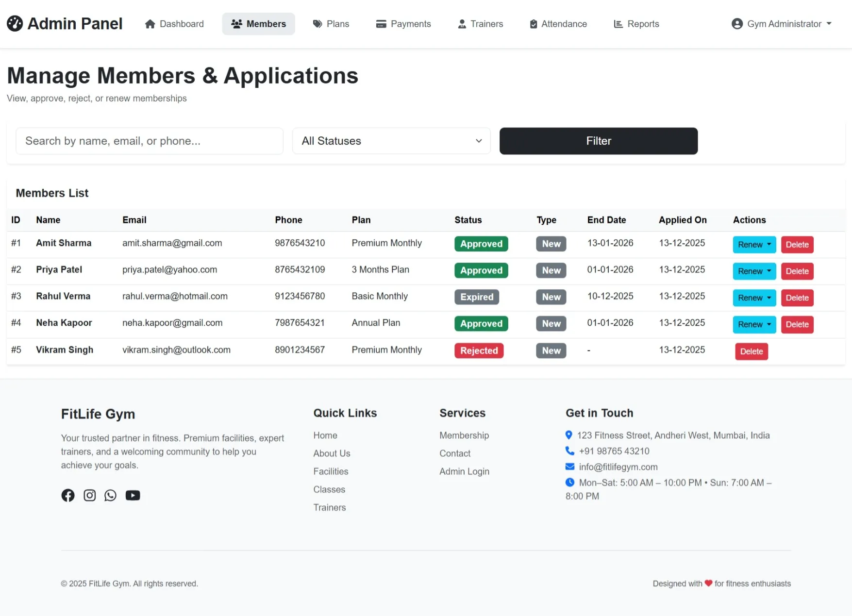 Gym Management System Using PHP - thumbnail 6