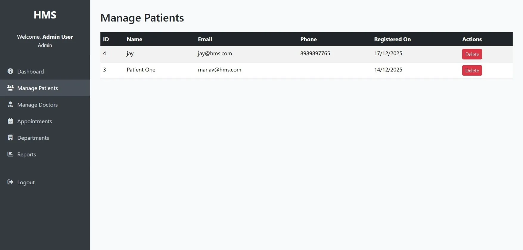Hospital Management System Using PHP