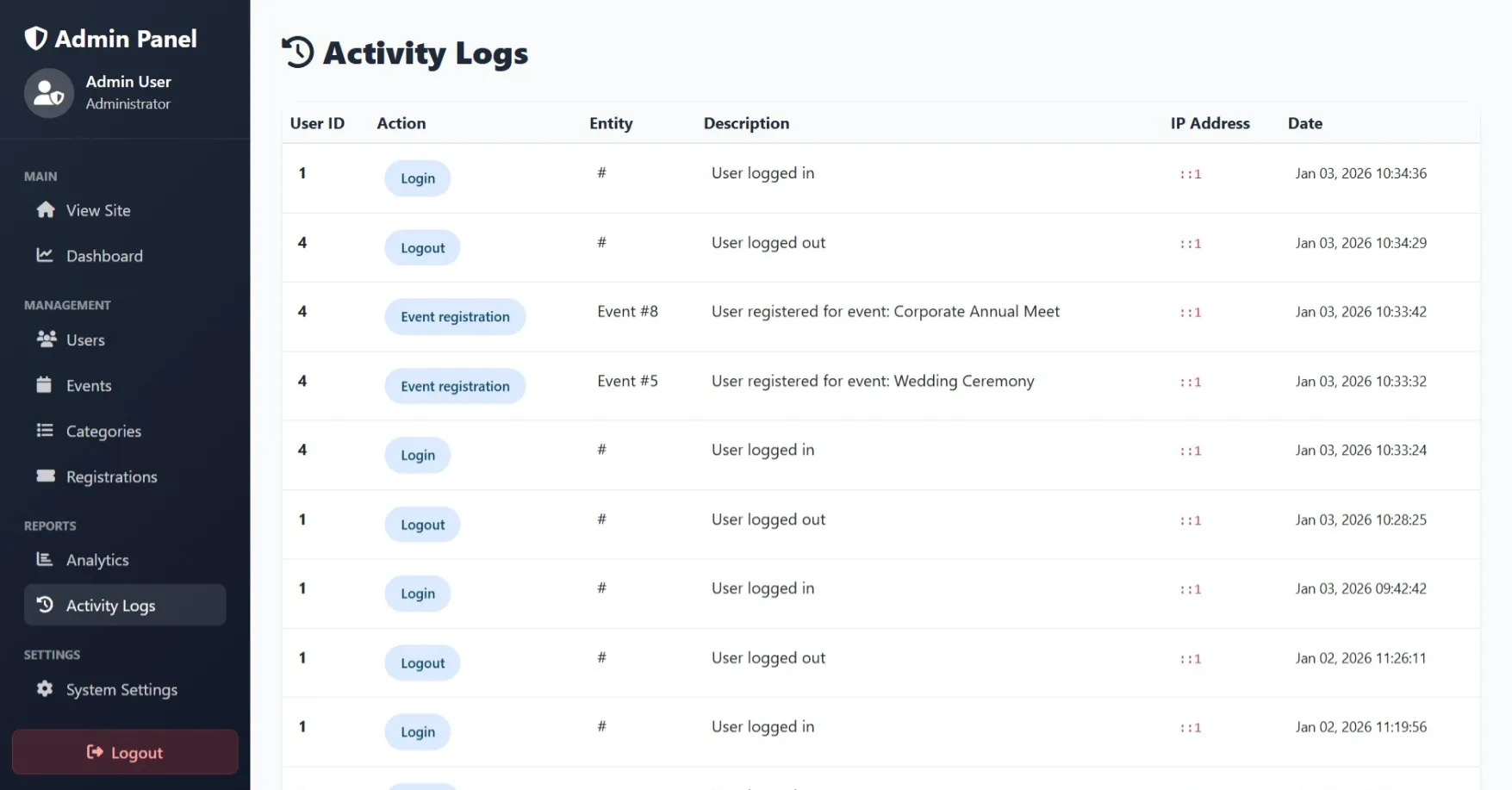 Event Management System Using PHP - thumbnail 15