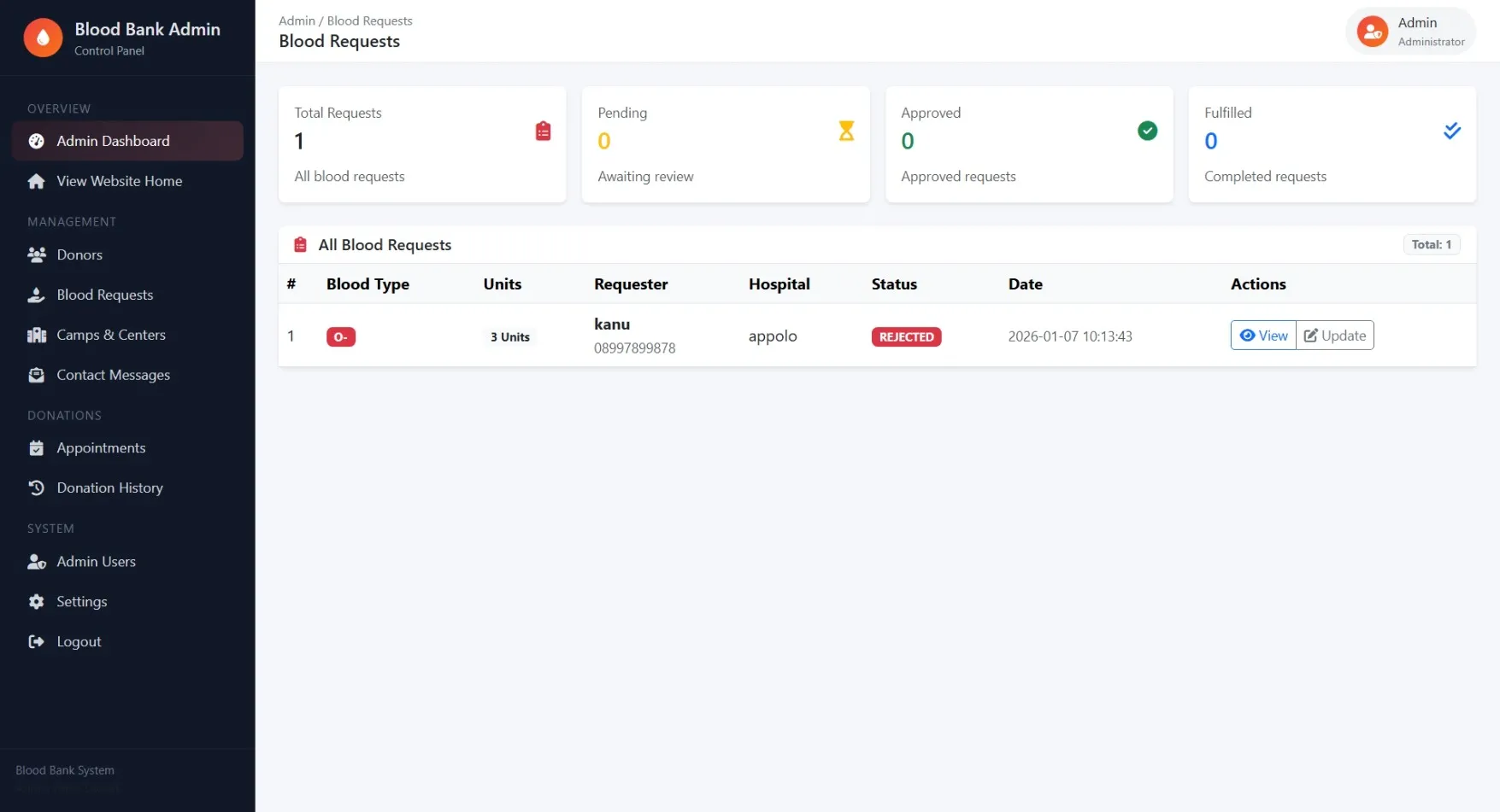 Blood Bank Management System Using PHP