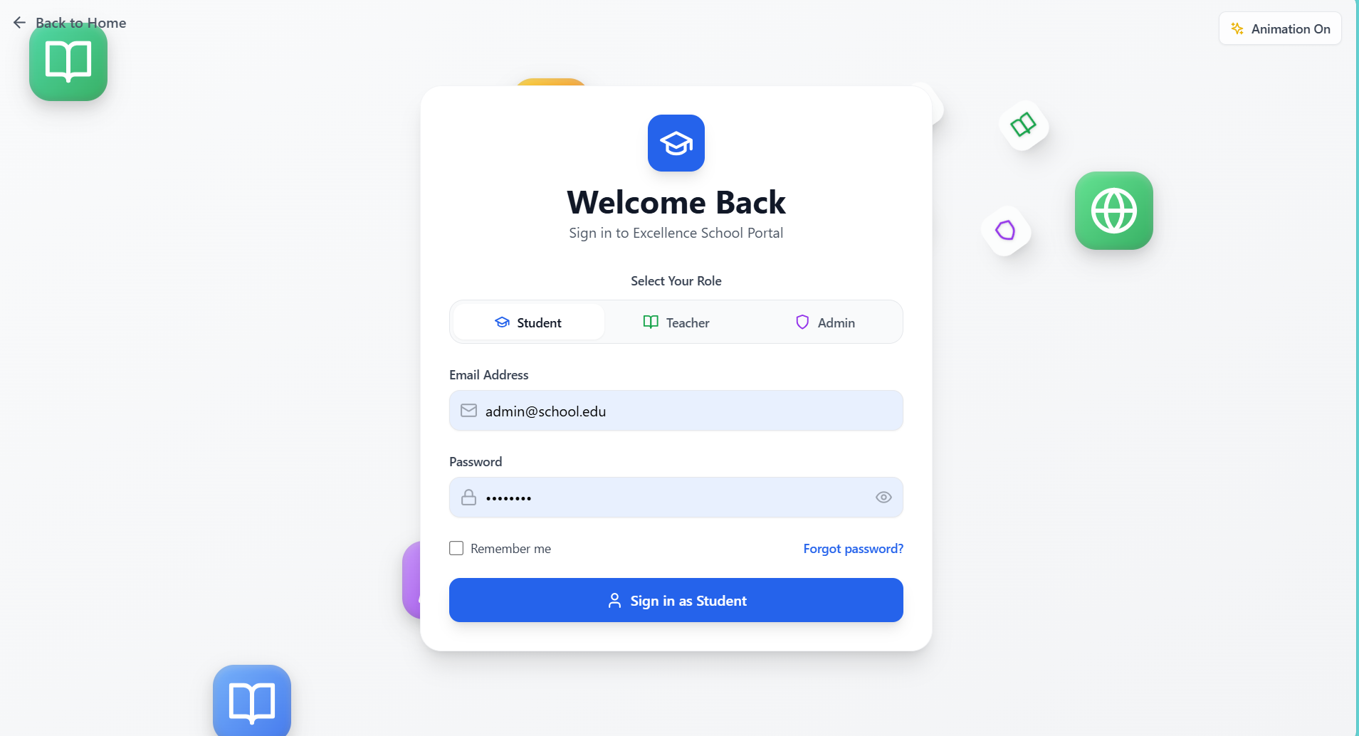 School Management System – React & Node.js