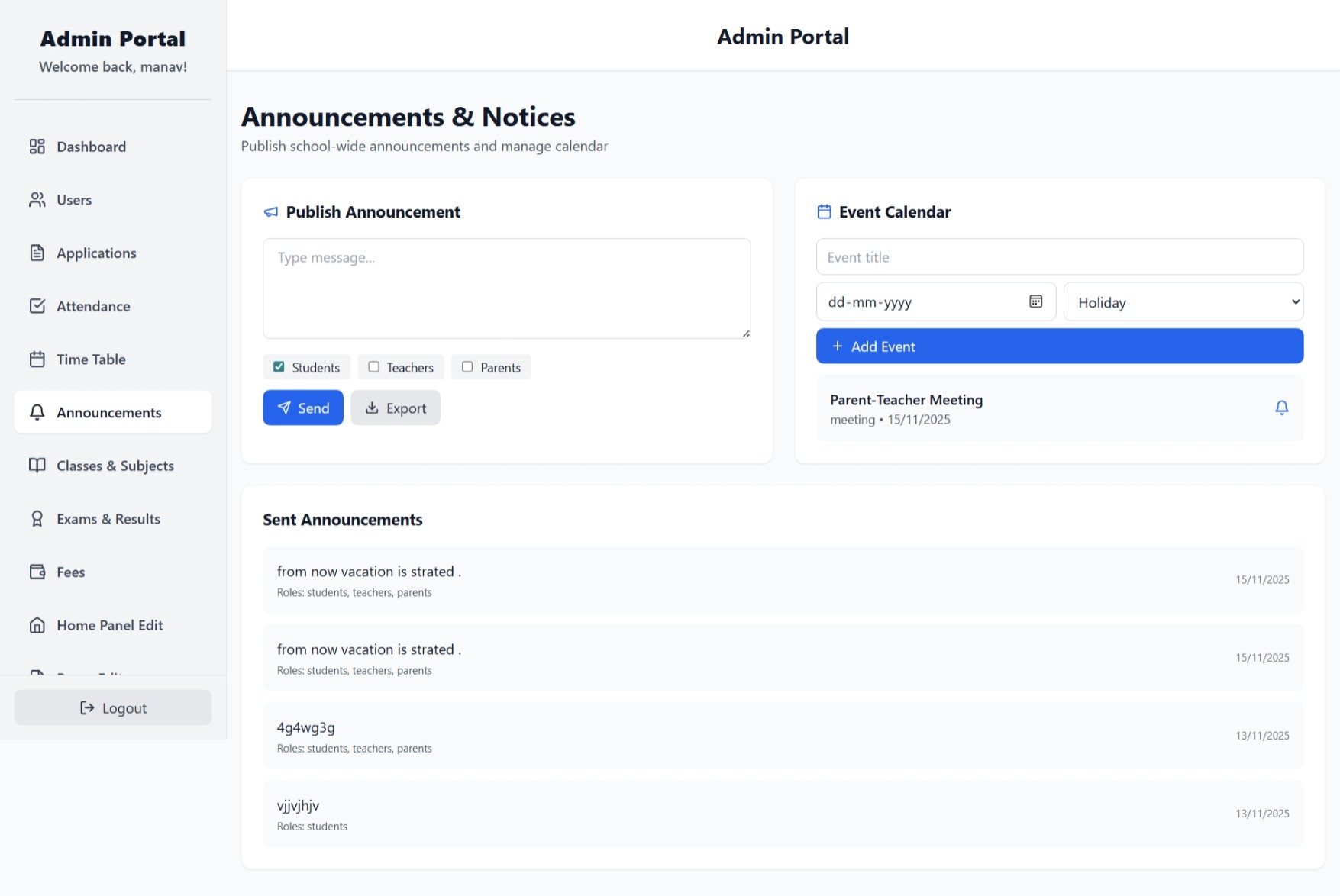 School Management System – React & Node.js image 3