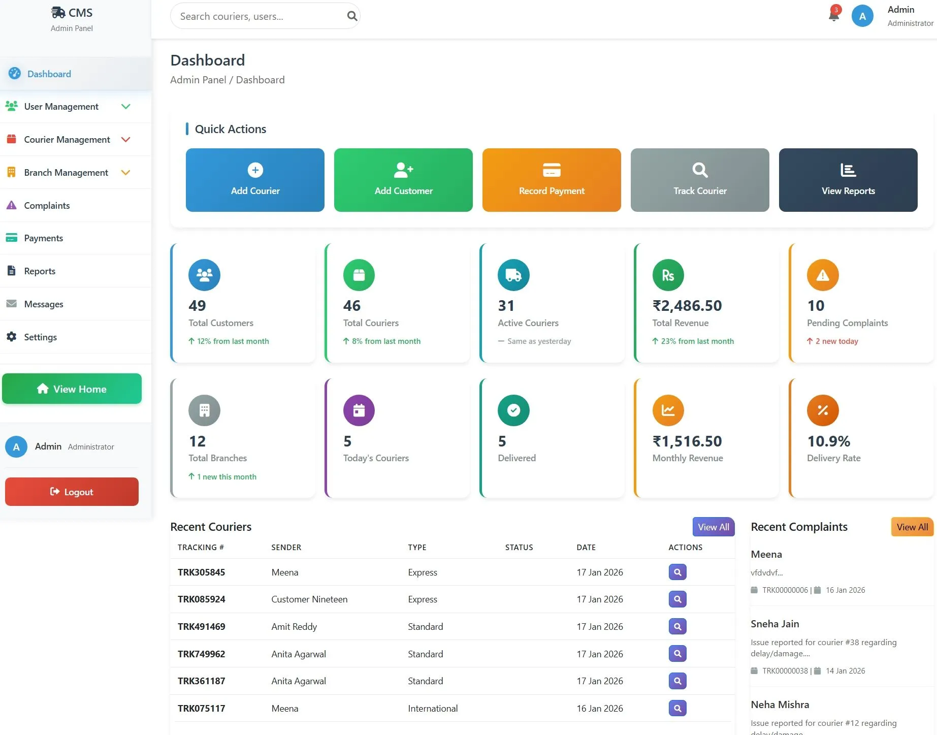 Courier Management System In PHP - thumbnail 10