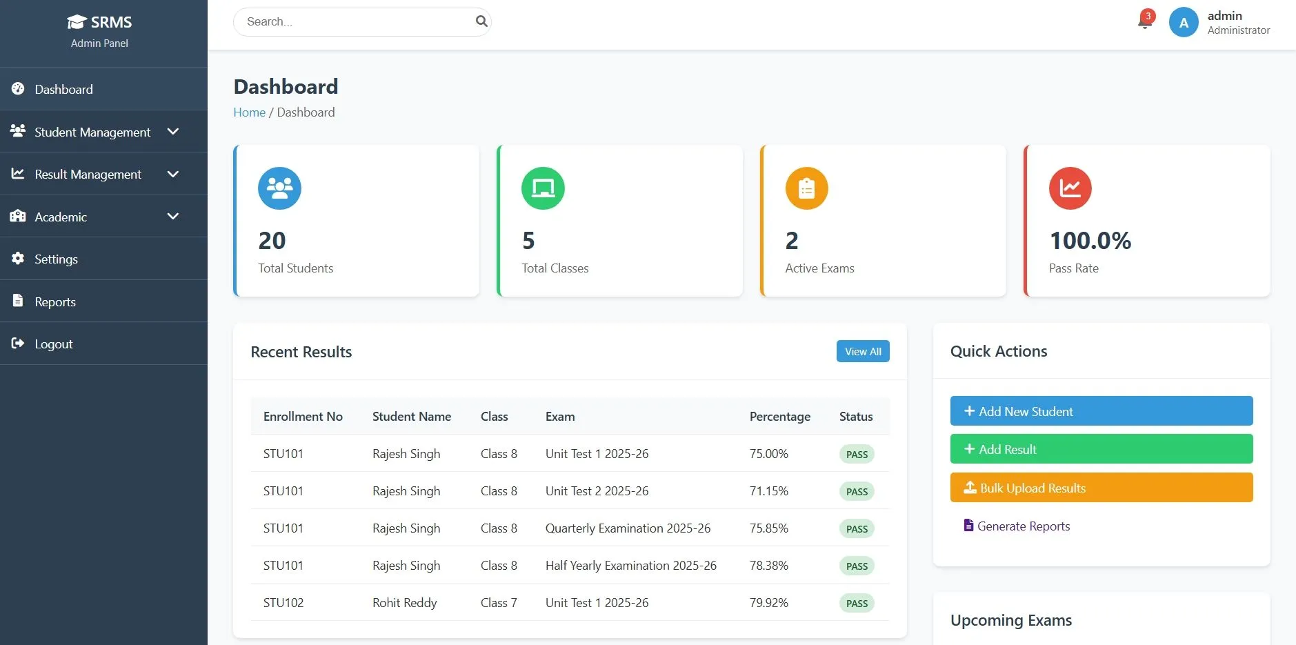Exam Result Management System In PHP & SQl - thumbnail 3