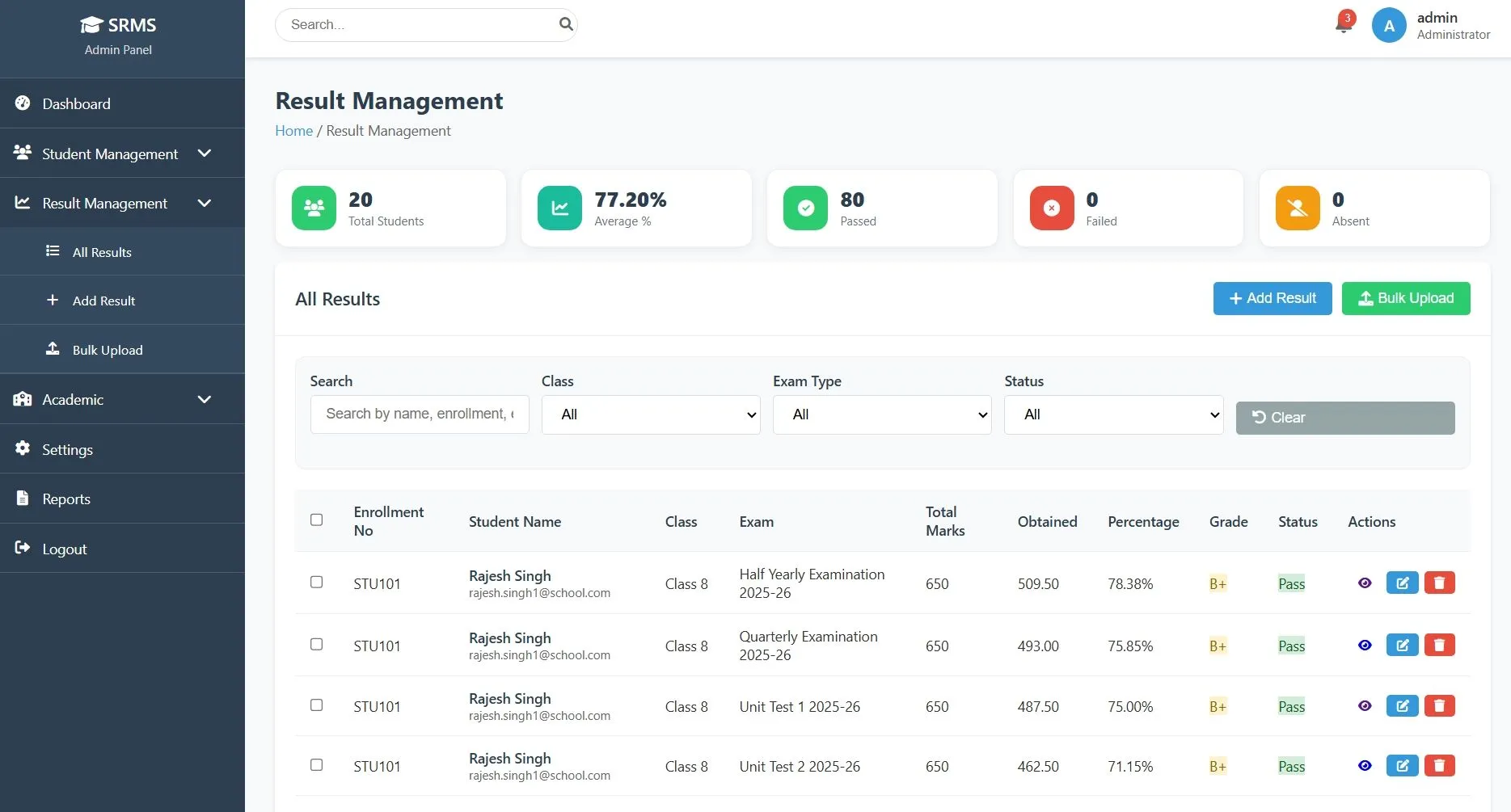 Exam Result Management System In PHP & SQl - thumbnail 4