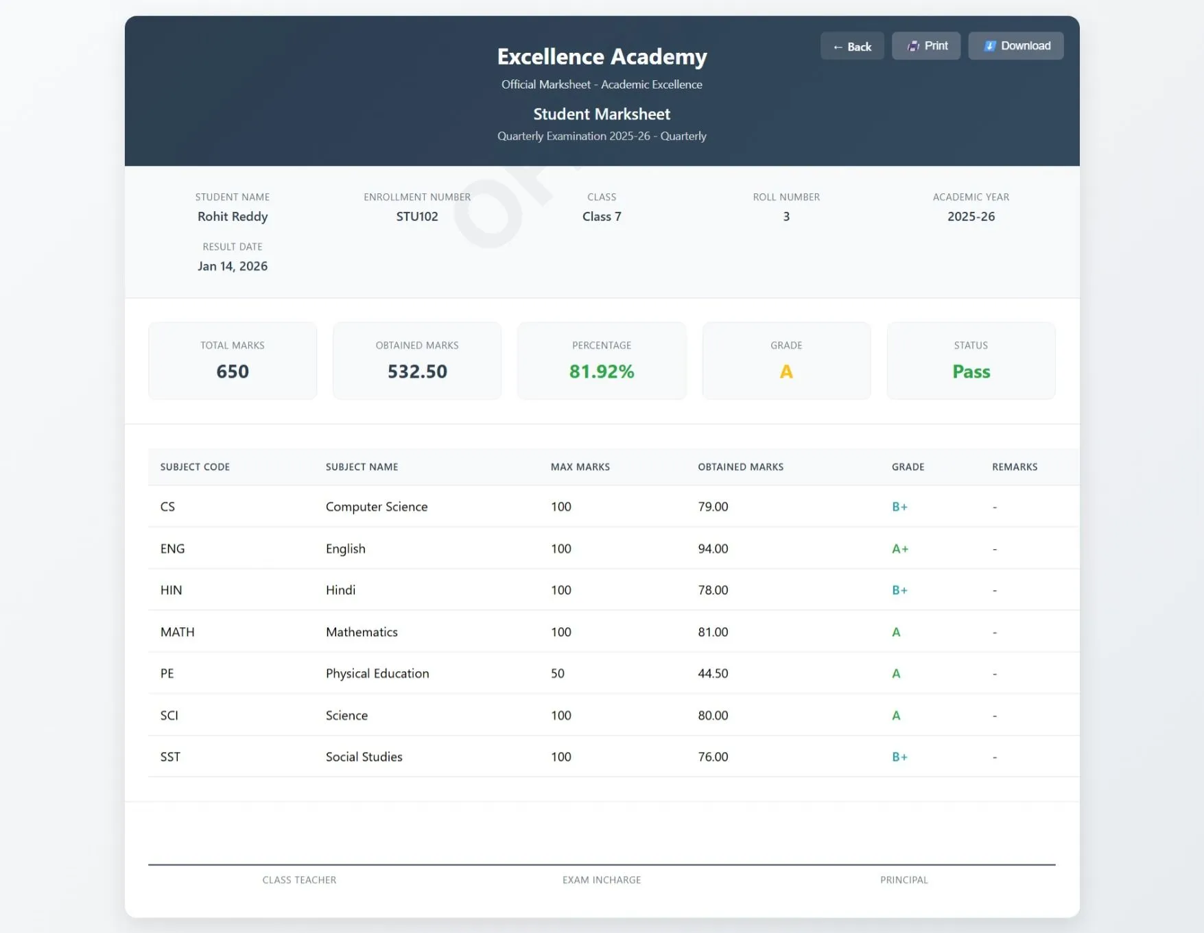 Exam Result Management System In PHP & SQl - thumbnail 13